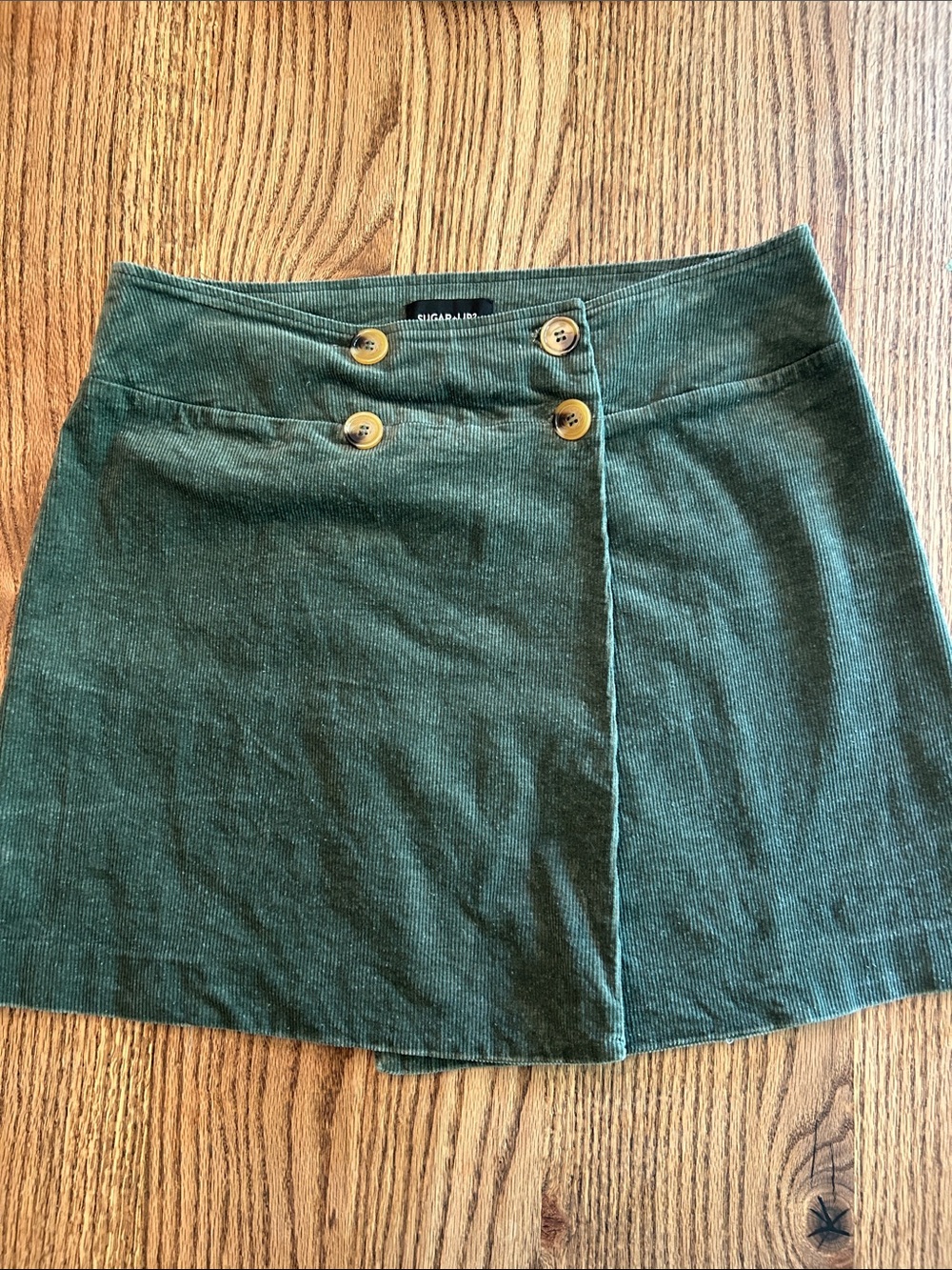 Sugarlips Forest Green Corduroy Button Mini Skirt